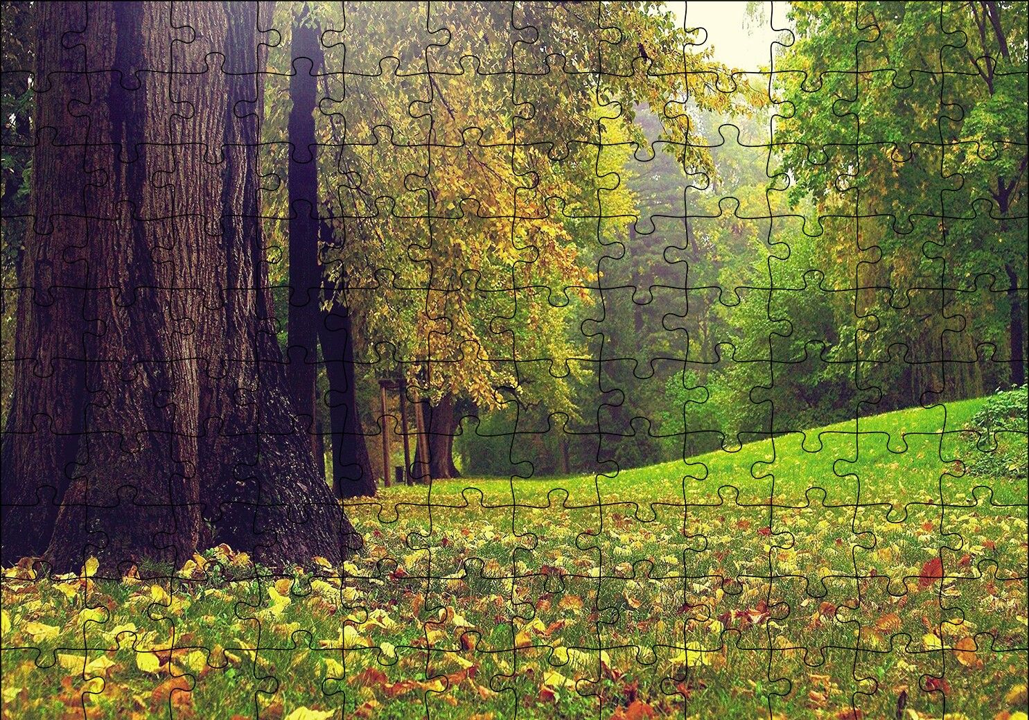 Orman ve Çimler Doğa Puzzle Yapboz MDF Ahşap 120 Parça 24 cm X 34 cm