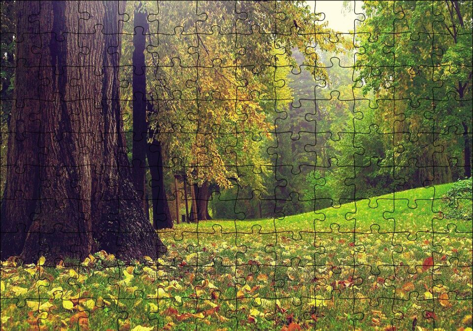 Orman ve Çimler Doğa Puzzle Yapboz MDF Ahşap 120 Parça 24 cm X 34 cm