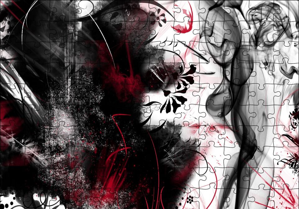 Karışık Dalgalar Noktalar ve Çizgiler Puzzle Yapboz MDF Ahşap