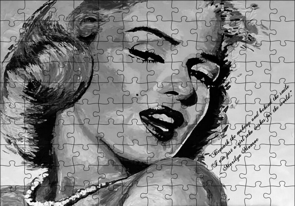 Marilyn Monroe Çizim Puzzle Yapboz MDF Ahşap 120 Parça 24 cm X 34 cm
