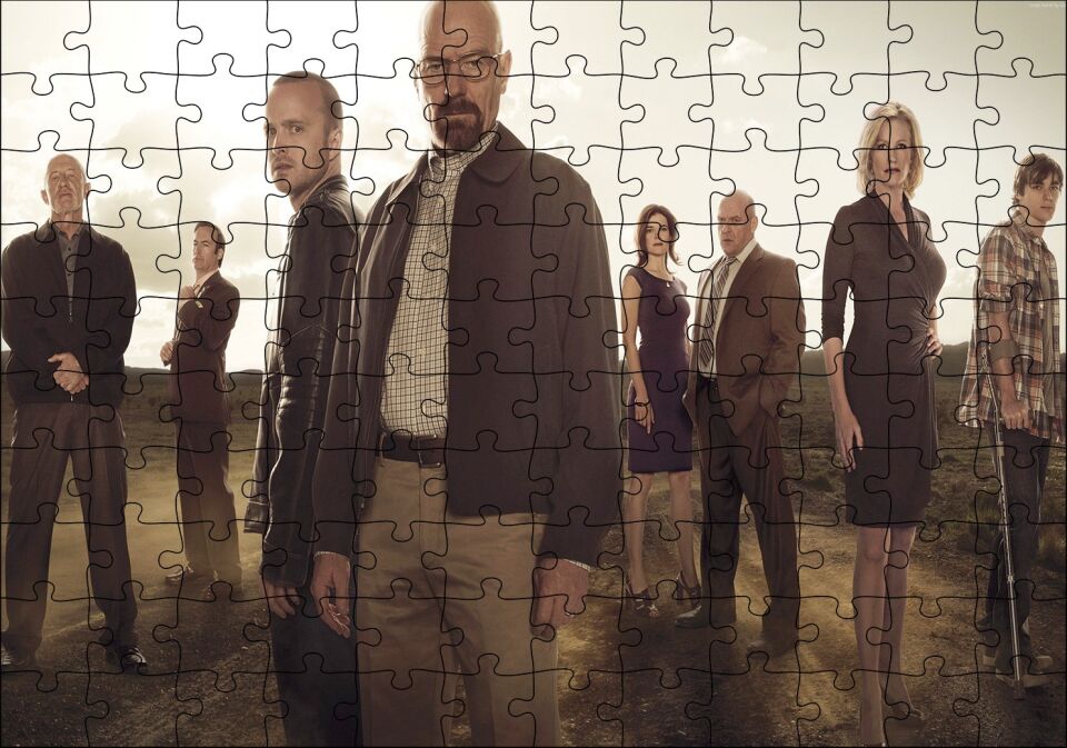 Breaking Bad Oyuncuları Bir Arada Puzzle Yapboz MDF Ahşap 120 Parça 24 cm X 34 cm