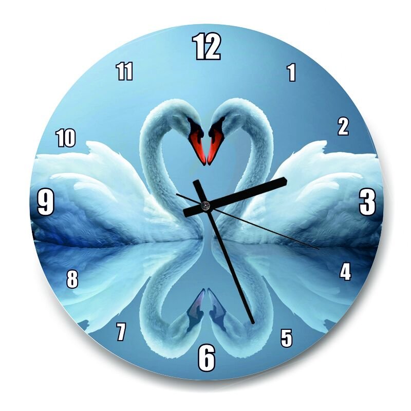 Gölde Kuğu Çifti  Mdf Ahşap Duvar Saati