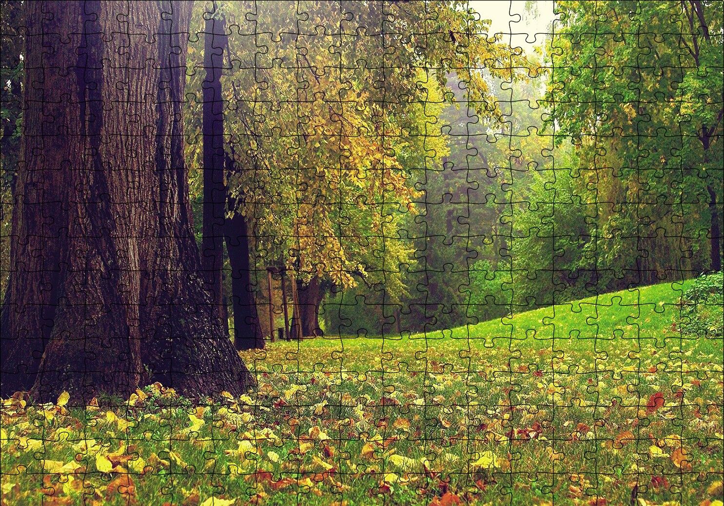 Orman ve Çimler Doğa Puzzle Yapboz MDF Ahşap 255 Parça 34 cm X 49 cm