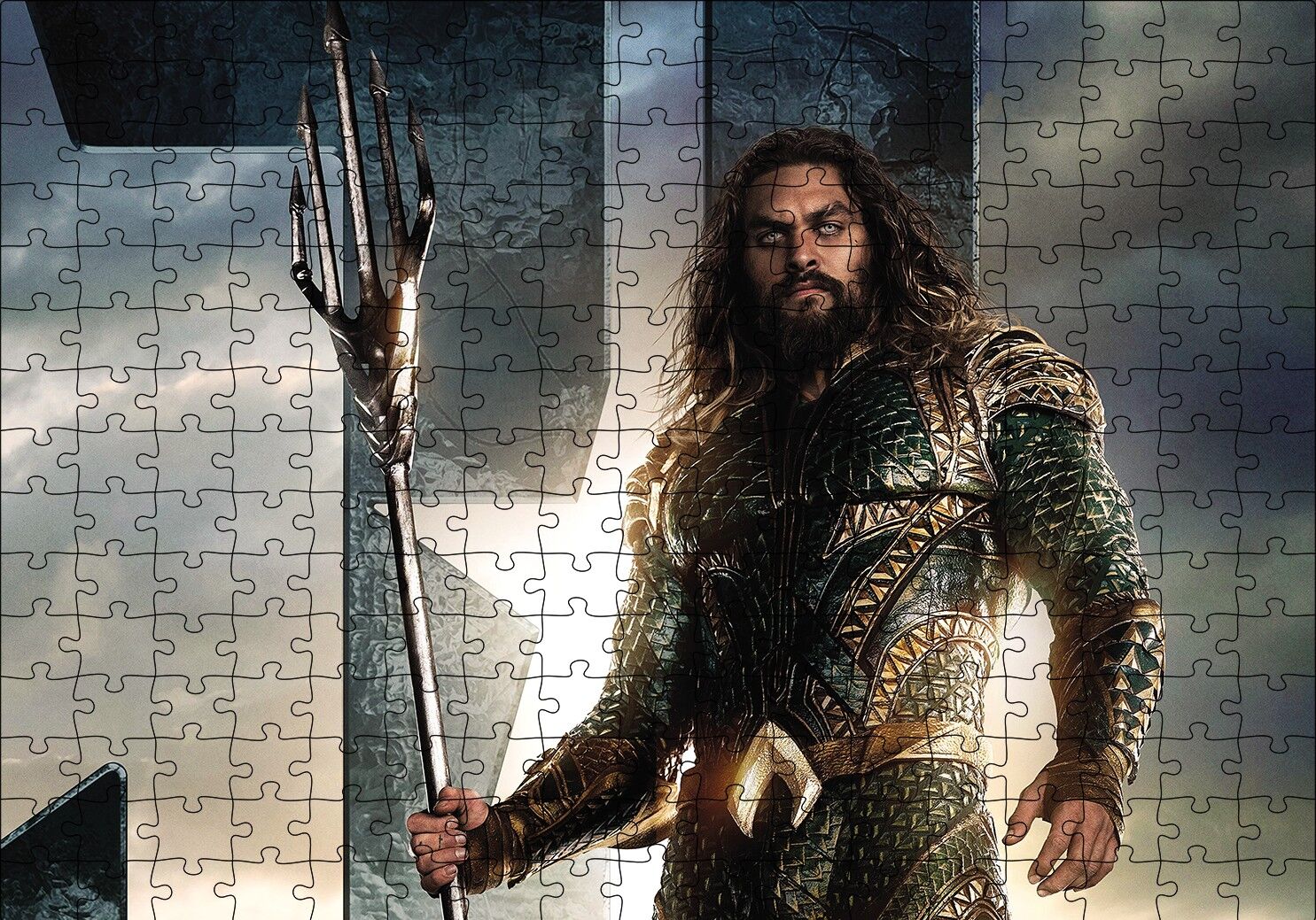 Aquaman Savaşa Hazır Puzzle Yapboz MDF Ahşap 255 Parça 34 cm X 49 cm