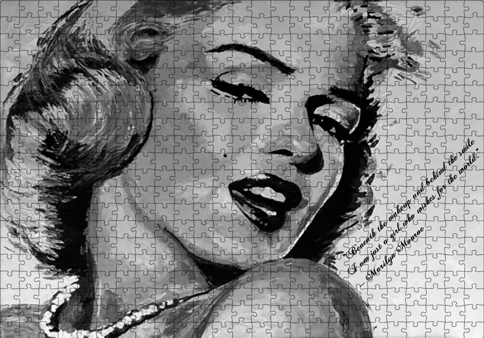 Marilyn Monroe Çizim Puzzle Yapboz MDF Ahşap 500 Parça 49 cm X 68 cm