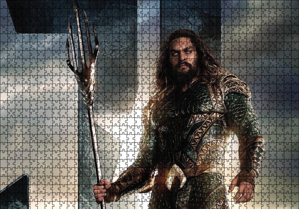 Aquaman Savaşa Hazır Puzzle Yapboz MDF Ahşap 1000 Parça 49 cm X 68 cm