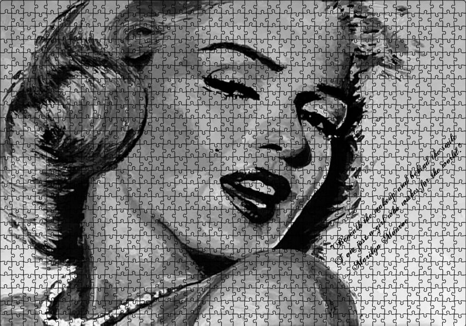 Marilyn Monroe Çizim Puzzle Yapboz MDF Ahşap 1000 Parça 49 cm X 68 cm