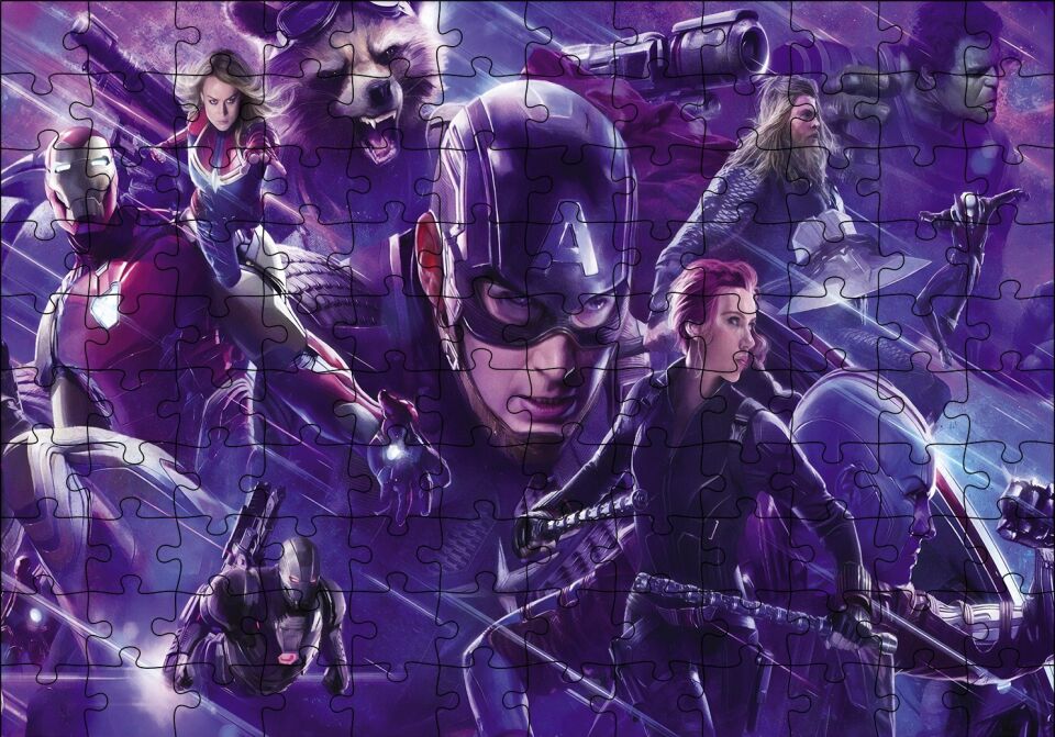 Avengers Bütün Kahramanlar Birlikte Puzzle Yapboz MDF Ahşap 120 Parça 24 cm X 34 cm