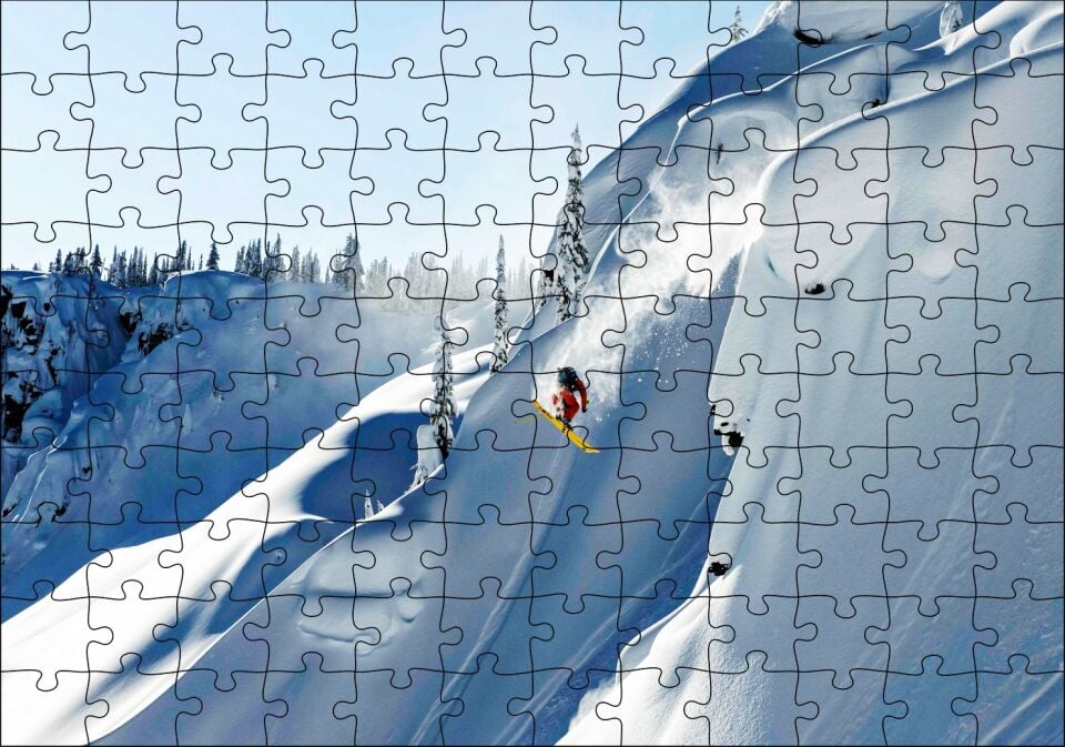 Alaskada Akrabotik Sporu Kayak Puzzle Yapboz MDF Ahşap