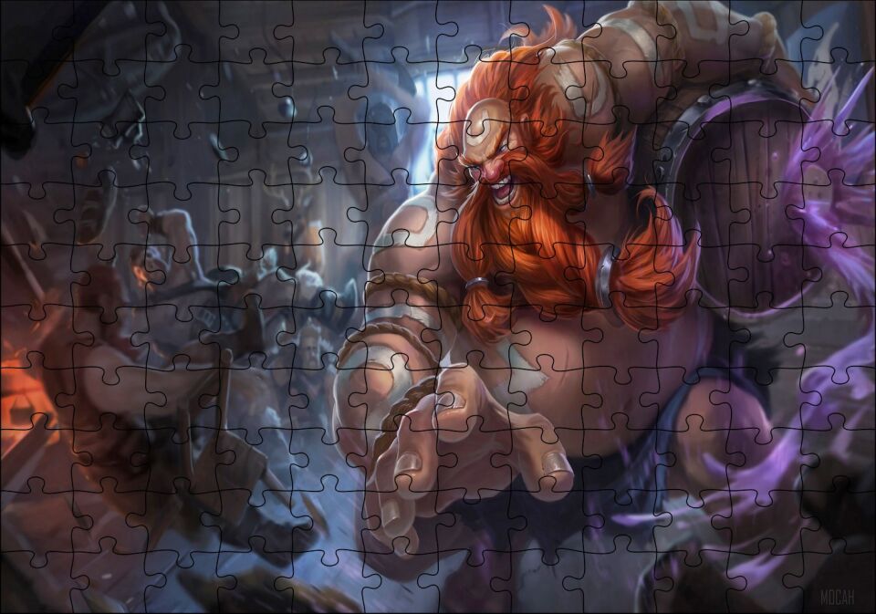 League Of Legends Gragas Görseli Puzzle Yapboz MDF Ahşap 120 Parça 24 cm X 34 cm