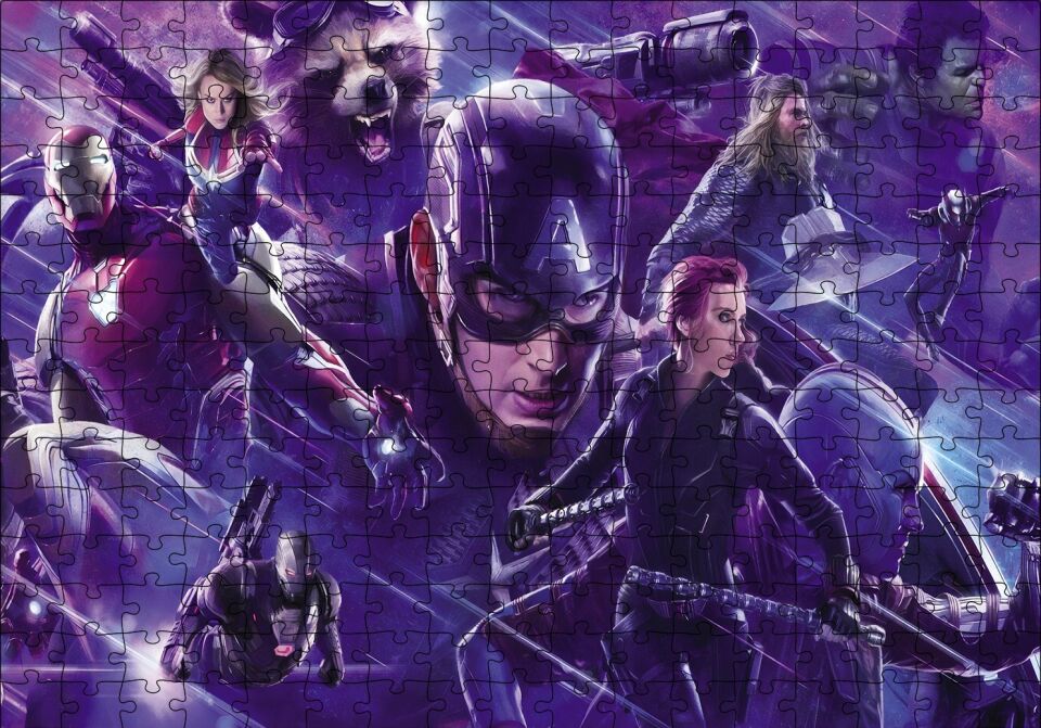 Avengers Bütün Kahramanlar Birlikte Puzzle Yapboz MDF Ahşap 255 Parça 34 cm X 49 cm