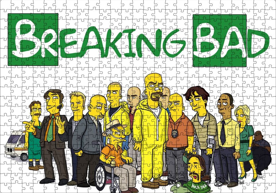 Breaking Bad Simpsons Stili Karikatürize Puzzle Yapboz MDF Ahşap 500 Parça 49 cm X 68 cm