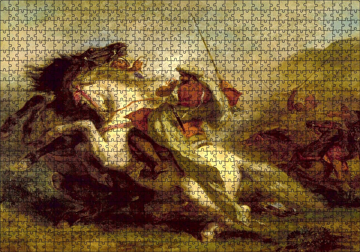 Atlı Müslüman Askeri Eugene Delacroix Puzzle Yapboz MDF Ahşap 1000 Parça 49 cm X 68 cm