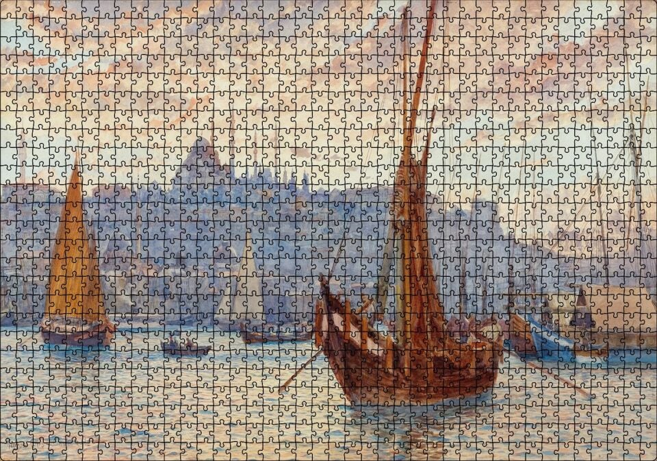 Eski İstanbul Haliç'te Gemiler Puzzle Yapboz MDF Ahşap 1000 Parça 49 cm X 68 cm