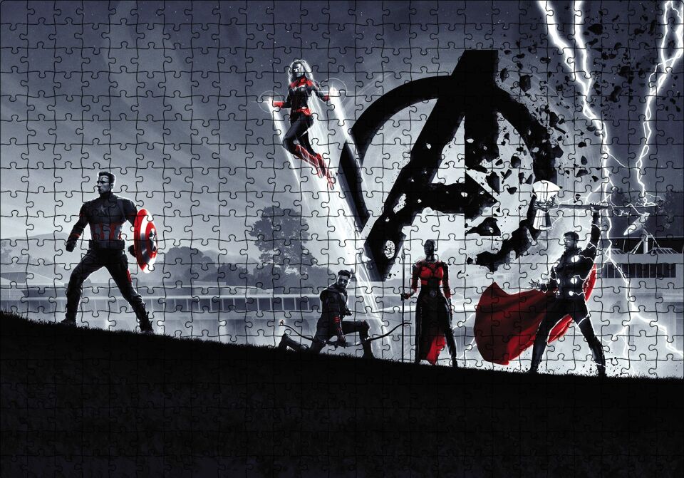 Avengers Captain America, Thor, Supergirl Puzzle Yapboz MDF Ahşap 500 Parça 49 cm X 68 cm