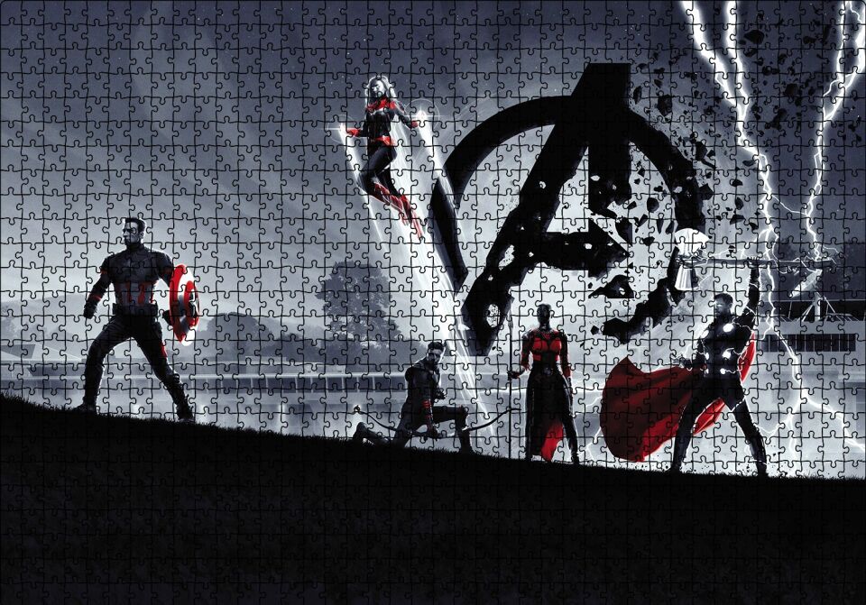Avengers Captain America, Thor, Supergirl Puzzle Yapboz MDF Ahşap 1000 Parça 49 cm X 68 cm