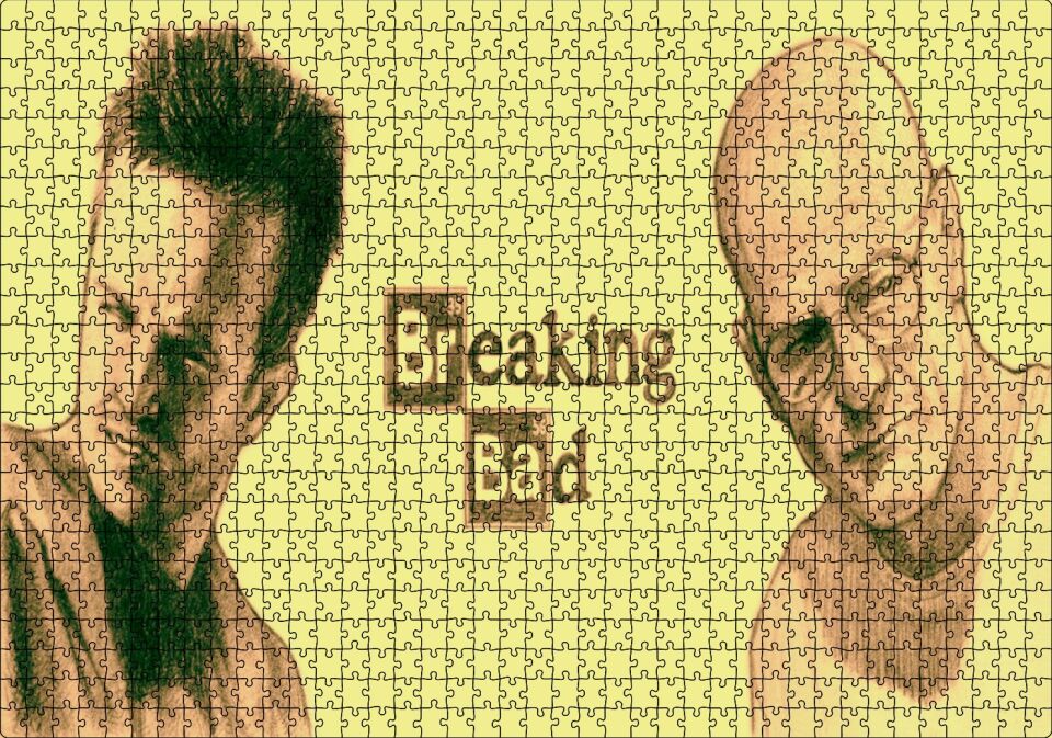 Breaking Bad Walter ve Jesse Sarı Arka Plan Puzzle Yapboz MDF Ahşap 1000 Parça 49 cm X 68 cm