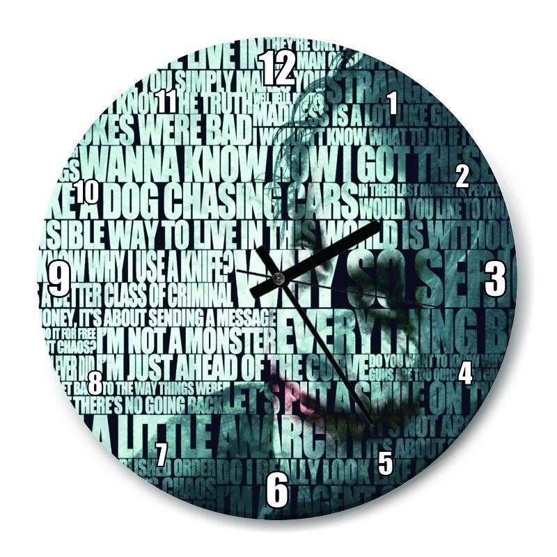 Joker Yüzü ve Replikleri  Mdf Ahşap Duvar Saati 50 cm Çap