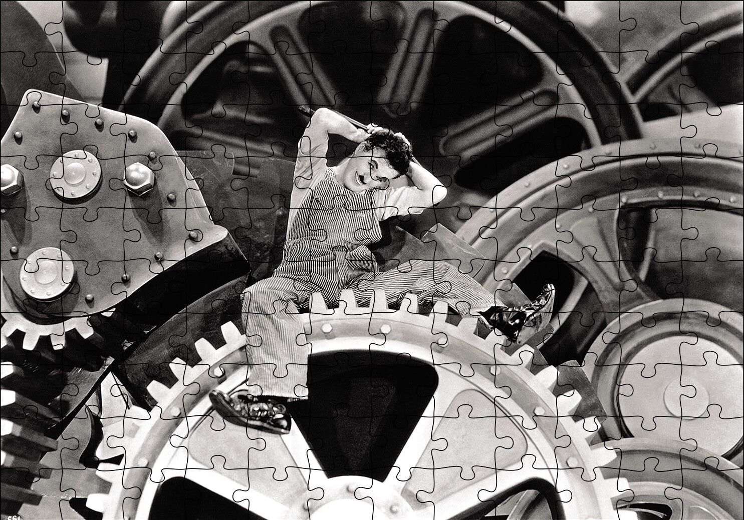 Charlie Chaplin Modern Zaman Puzzle Yapboz MDF Ahşap 120 Parça 24 cm X 34 cm