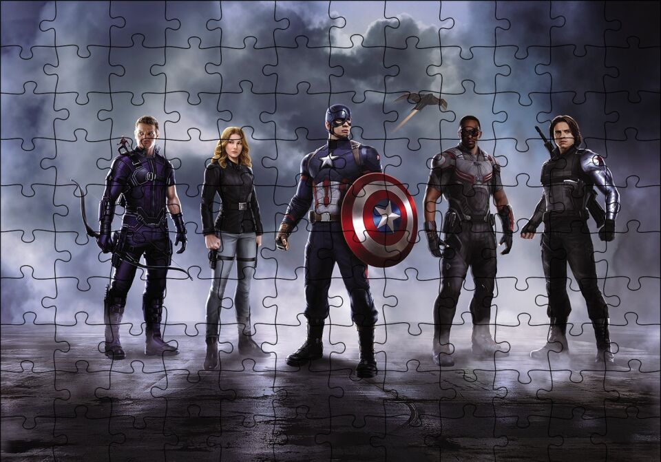 Avengers Civil War Kahramanlar Puzzle Yapboz MDF Ahşap 120 Parça 24 cm X 34 cm