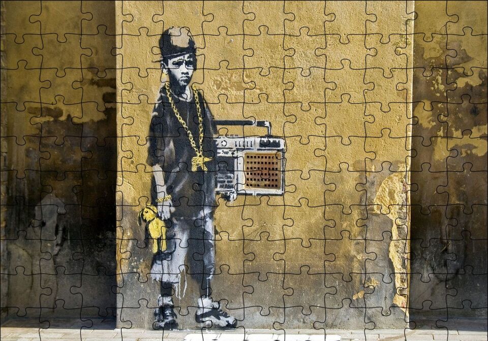 Duvar Boyama Gangster Çocuk Puzzle Yapboz MDF Ahşap 120 Parça 24 cm X 34 cm