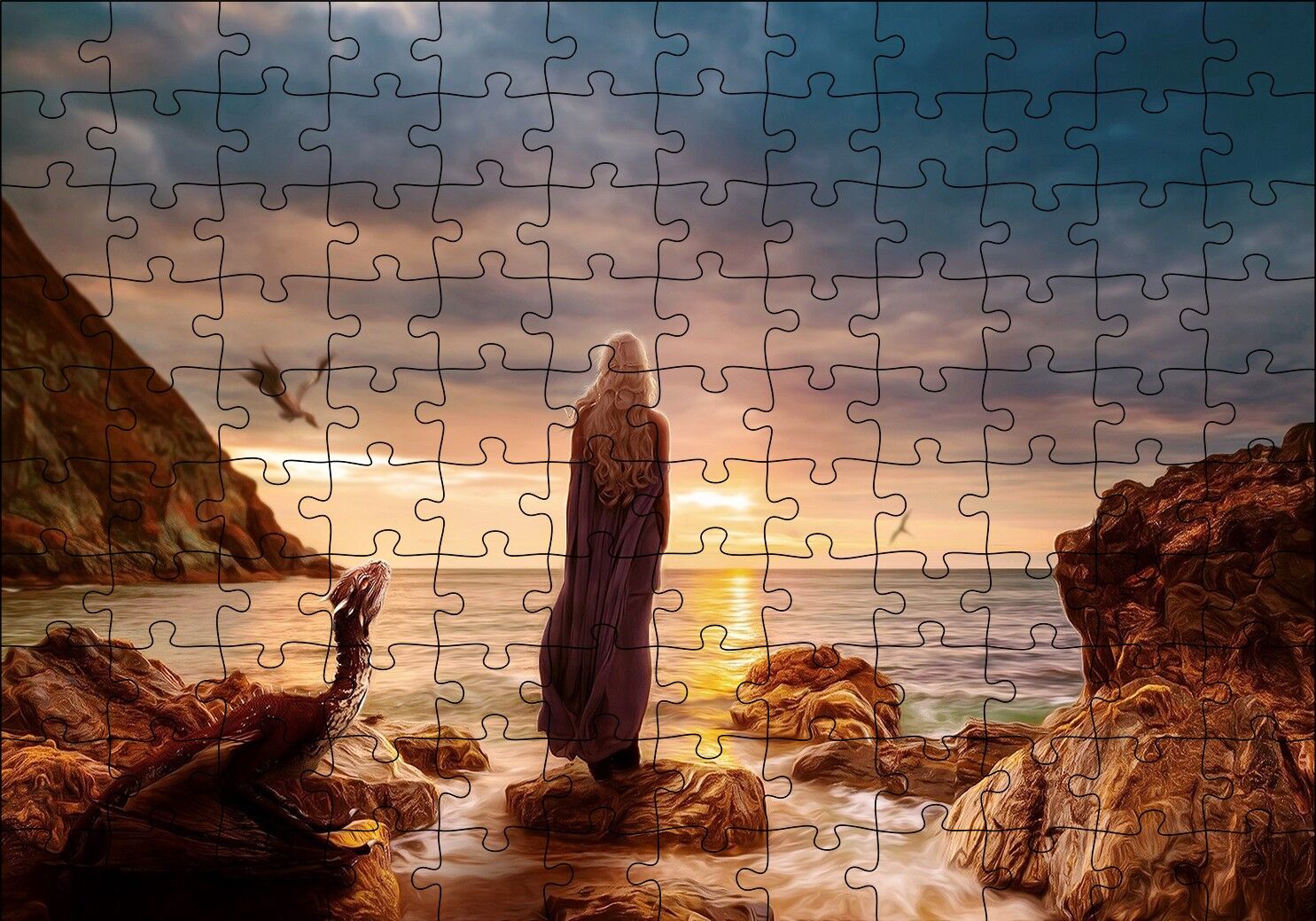 Günbatımı Daenerys Targaryen Puzzle Yapboz MDF Ahşap 120 Parça 24 cm X 34 cm