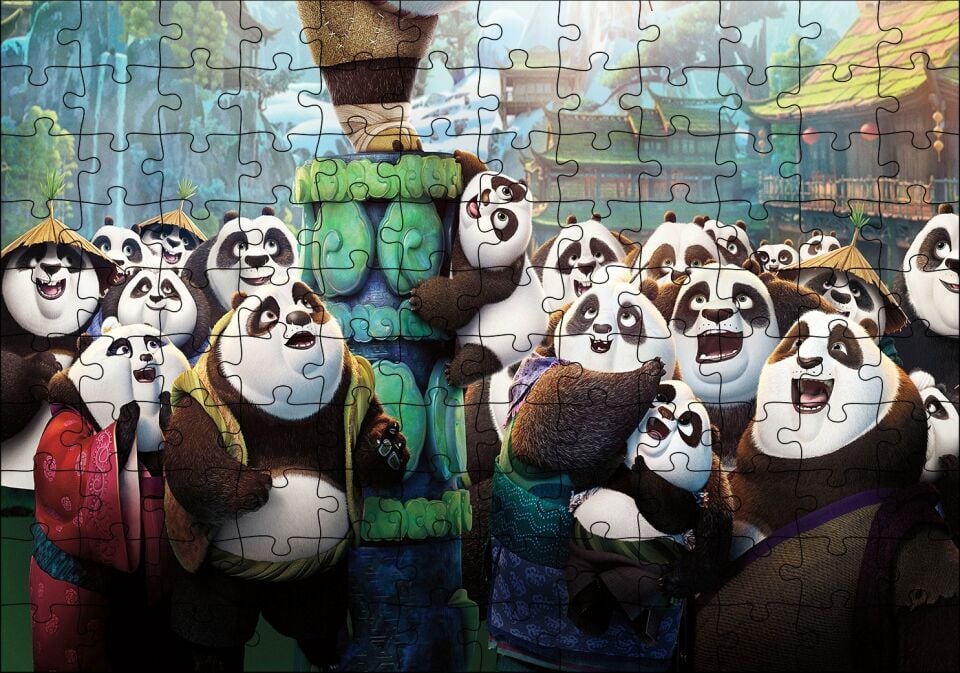 Kung Fu Panda Ailesi Puzzle Yapboz MDF Ahşap 120 Parça 24 cm X 34 cm