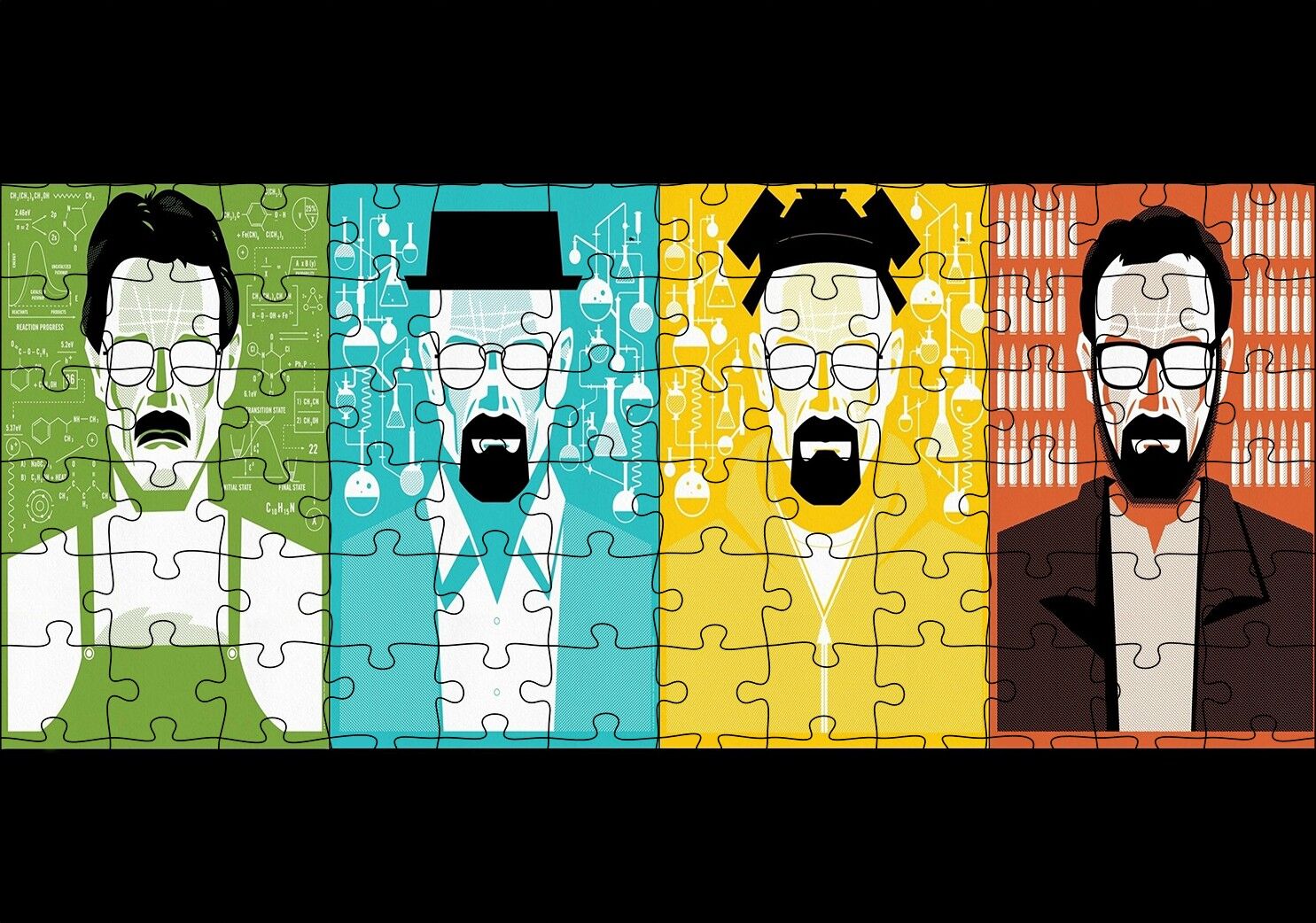 Breaking Bad Walter White 4 Değişik Stil Puzzle Yapboz MDF Ahşap 120 Parça 24 cm X 34 cm