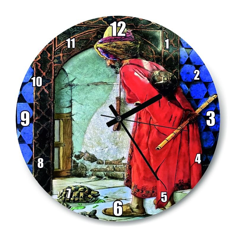 Kaplumbağa Terbiyecisi Osman Hamdi Bey  Mdf Ahşap Duvar Saati 30 cm Çap