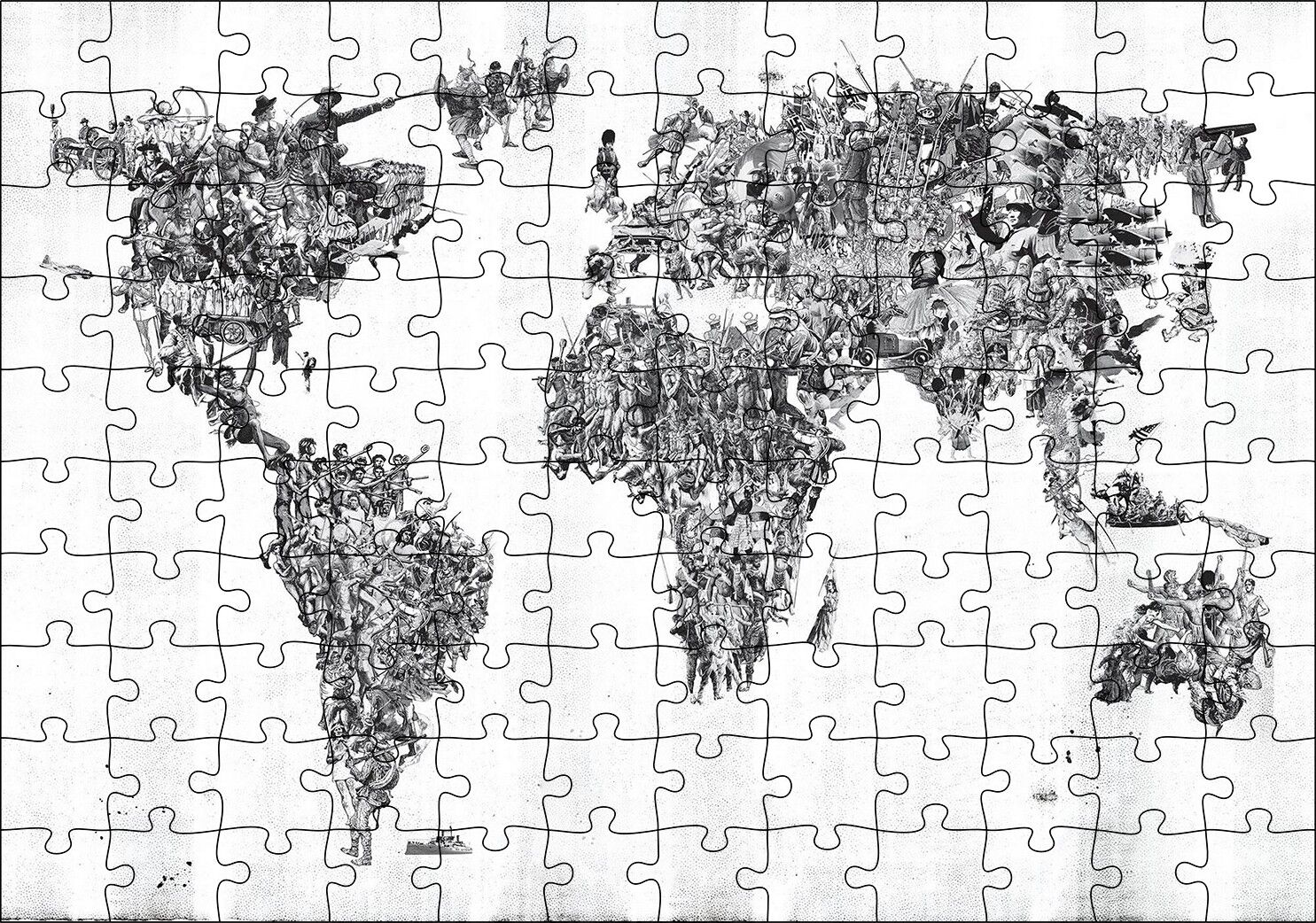 Halklardan Oluşan Dünya Haritası Puzzle Yapboz MDF Ahşap