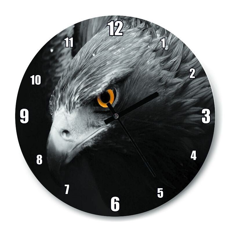 Karanlık Arkaplan Kartal  Mdf Ahşap Duvar Saati