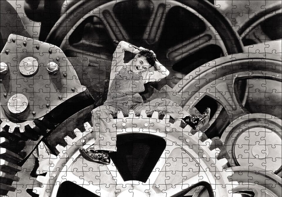 Charlie Chaplin Modern Zaman Puzzle Yapboz MDF Ahşap 255 Parça 34 cm X 49 cm