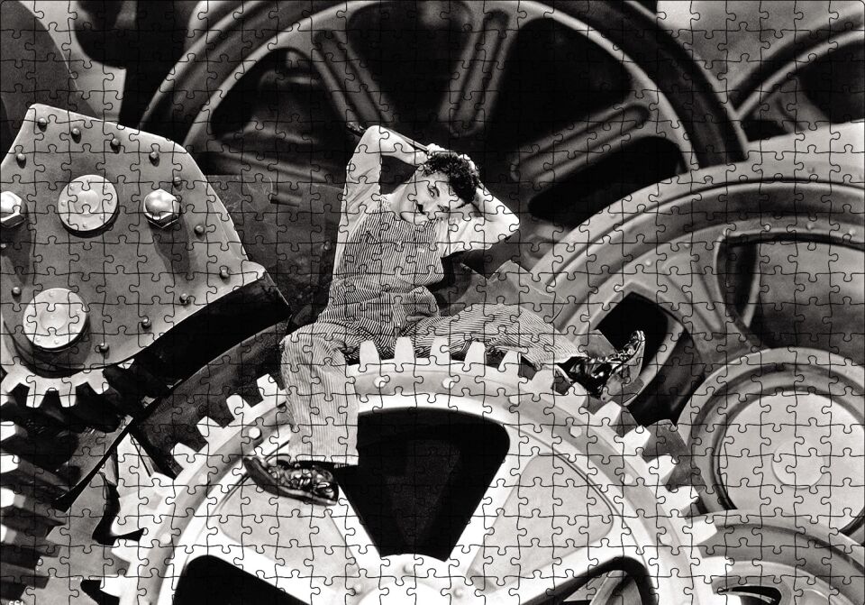 Charlie Chaplin Modern Zaman Puzzle Yapboz MDF Ahşap 500 Parça 49 cm X 68 cm