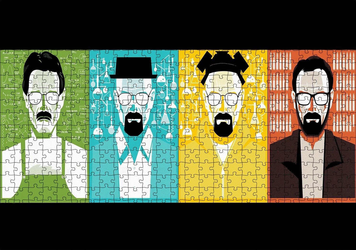 Breaking Bad Walter White 4 Değişik Stil Puzzle Yapboz MDF Ahşap 500 Parça 49 cm X 68 cm