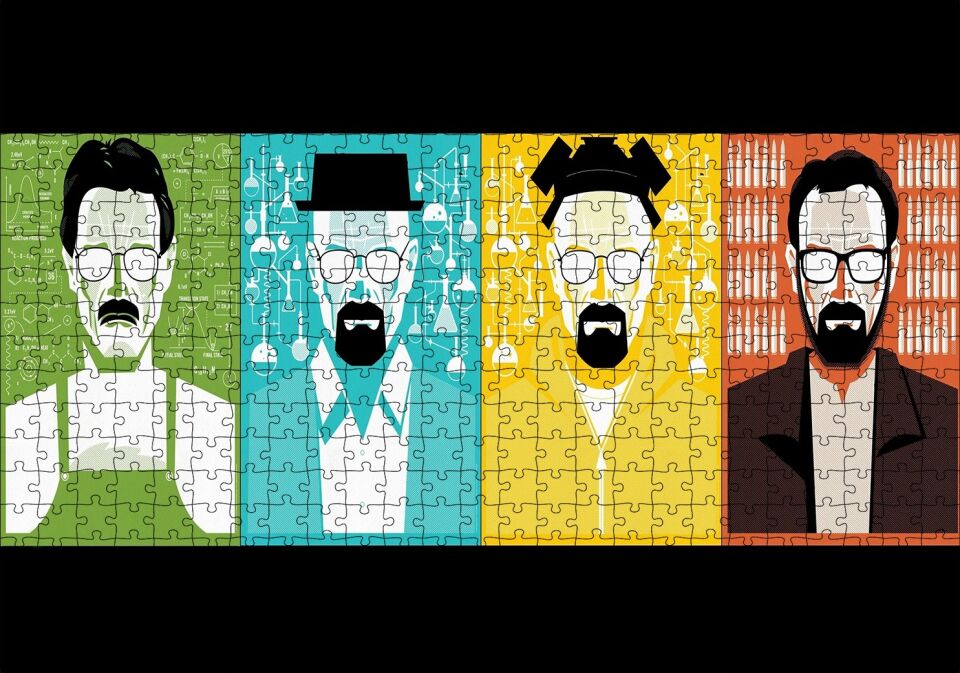 Breaking Bad Walter White 4 Değişik Stil Puzzle Yapboz MDF Ahşap 500 Parça 49 cm X 68 cm