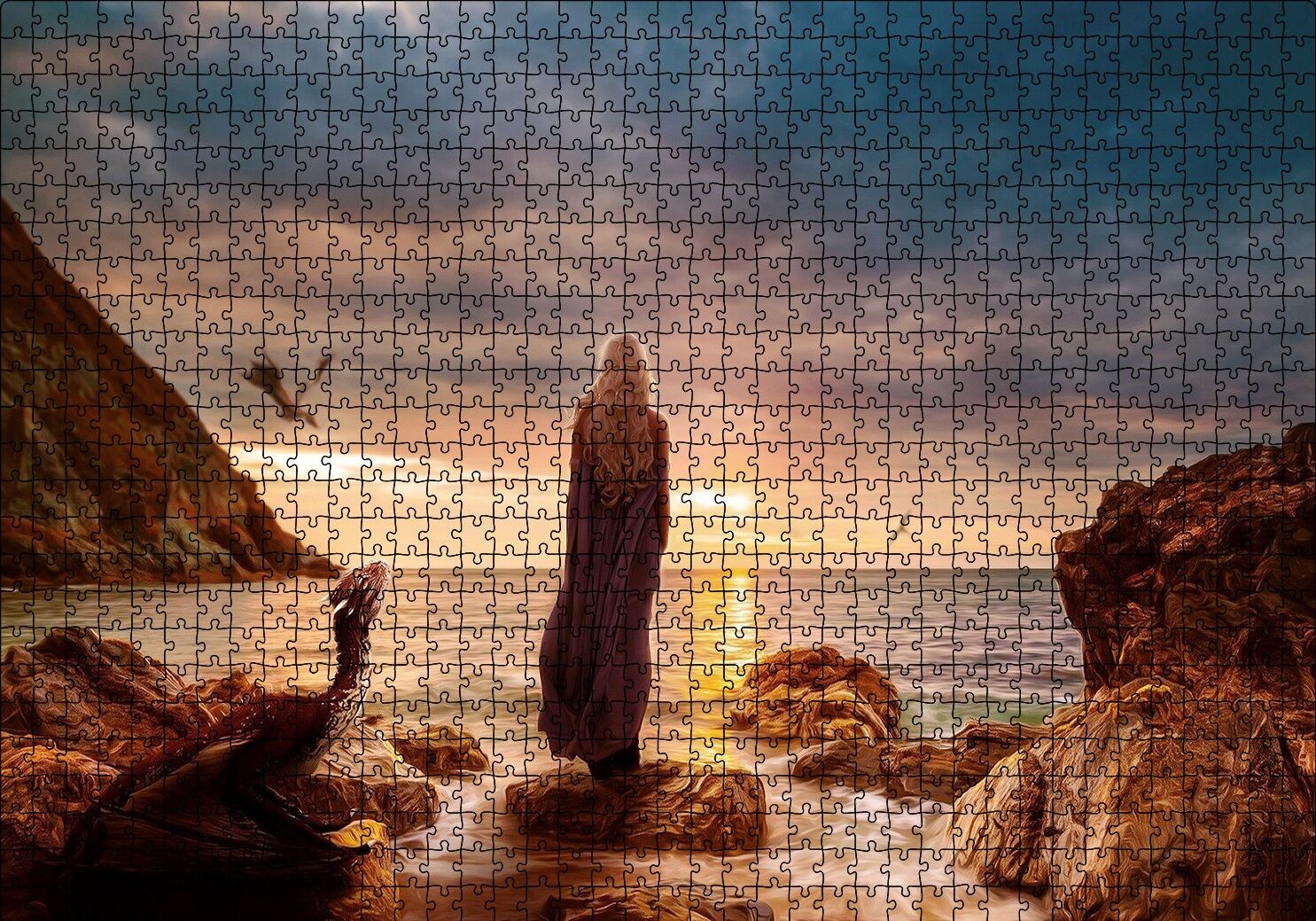 Günbatımı Daenerys Targaryen Puzzle Yapboz MDF Ahşap 1000 Parça 49 cm X 68 cm
