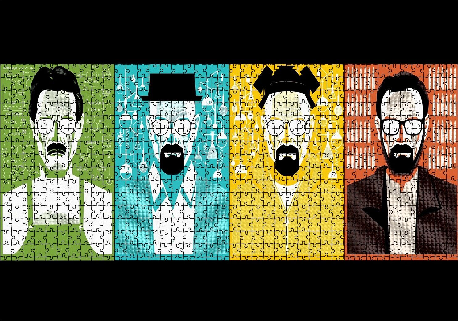 Breaking Bad Walter White 4 Değişik Stil Puzzle Yapboz MDF Ahşap 1000 Parça 49 cm X 68 cm