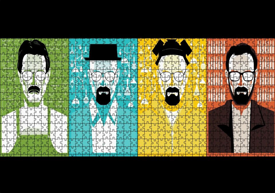 Breaking Bad Walter White 4 Değişik Stil Puzzle Yapboz MDF Ahşap 1000 Parça 49 cm X 68 cm