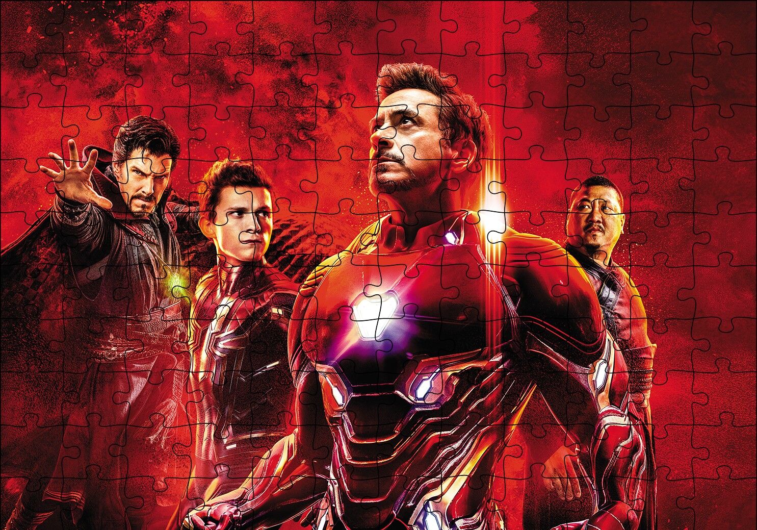 Avengers Dr.Strange Spider Man ve Iron Man Puzzle Yapboz MDF Ahşap 120 Parça 24 cm X 34 cm