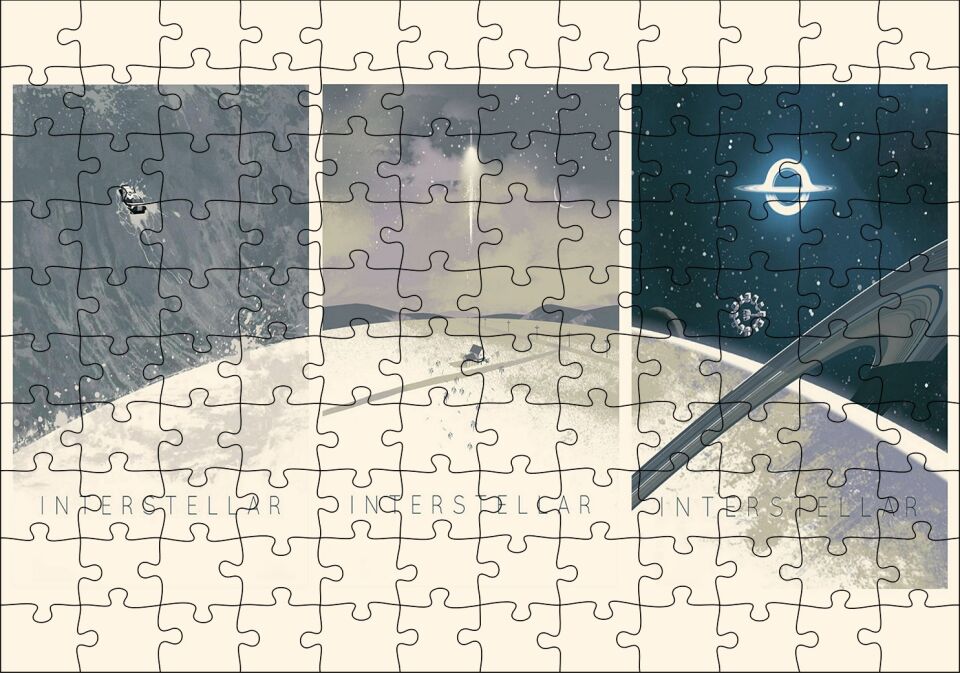Retro Film Afişi Yıldızlararası Görseli Puzzle Yapboz MDF Ahşap 120 Parça 24 cm X 34 cm