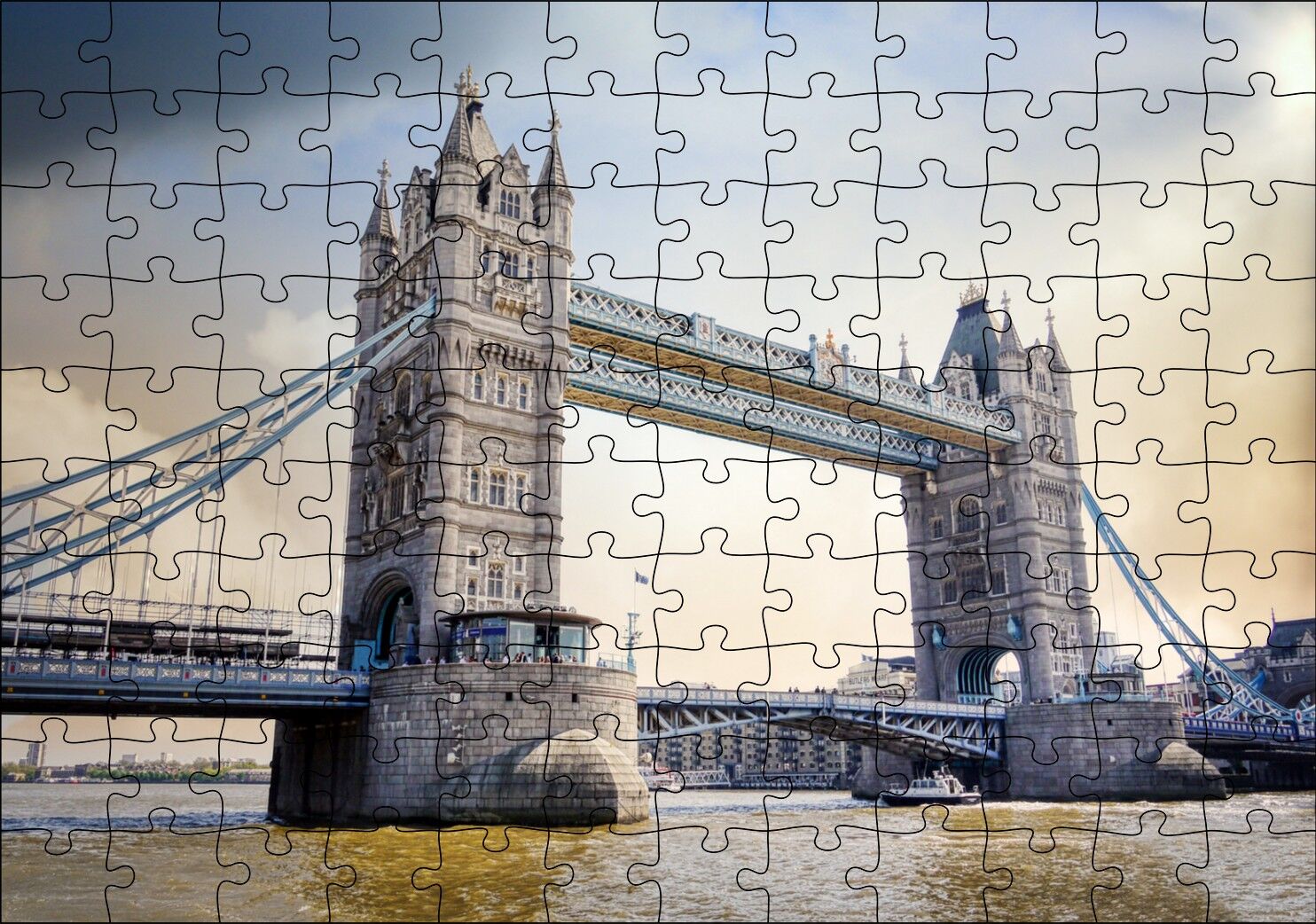 Londra Tower Bridge Köprüsü Puzzle Yapboz MDF Ahşap 120 Parça 24 cm X 34 cm
