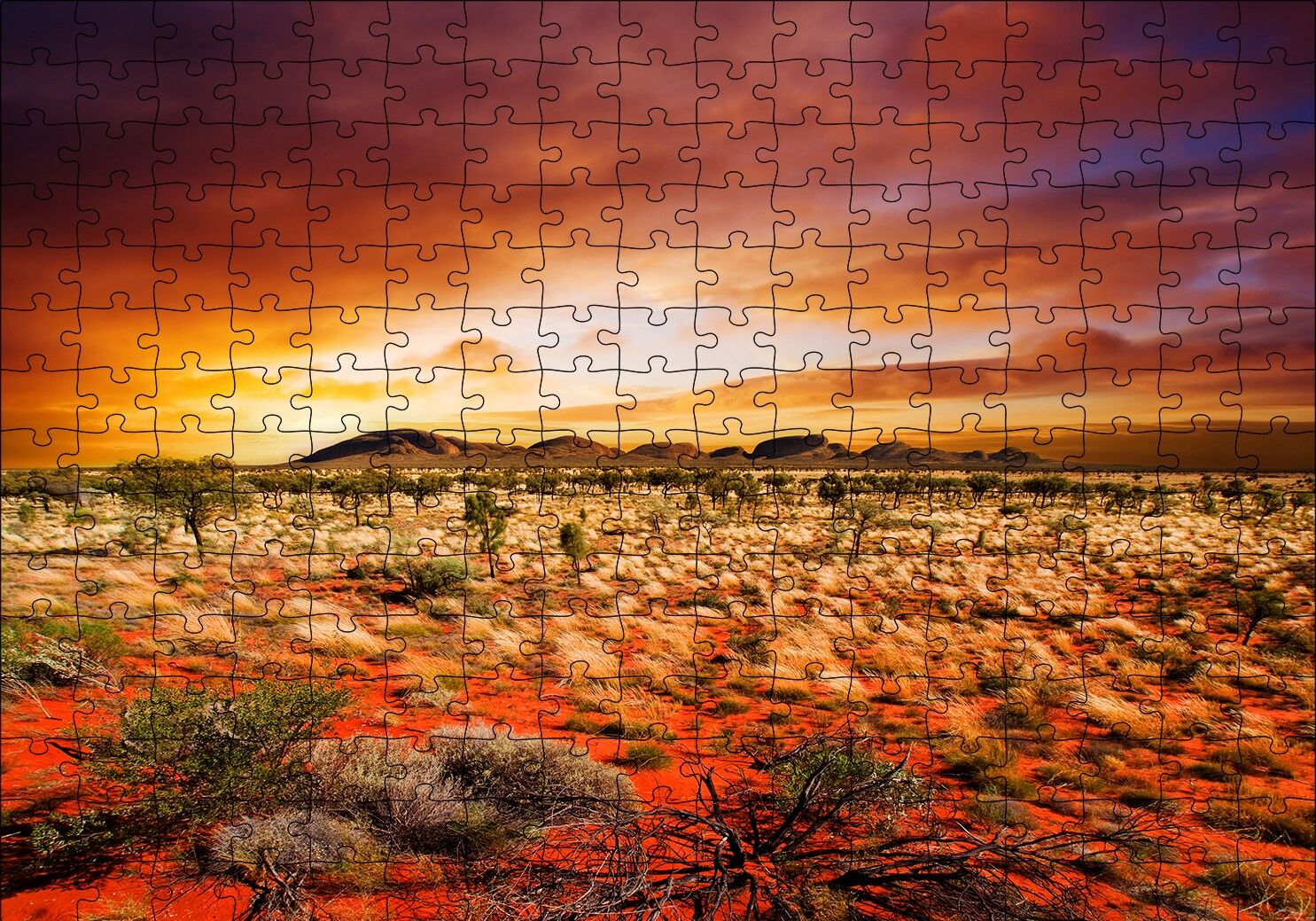 Orta Avustralya Çölde Günbatımı Puzzle Yapboz MDF Ahşap 255 Parça 34 cm X 49 cm