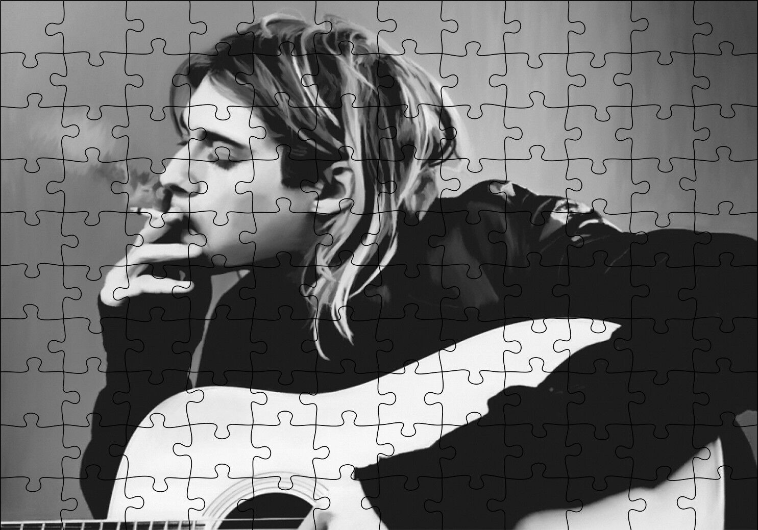 Kurt Cobain Gitar Puzzle Yapboz MDF Ahşap