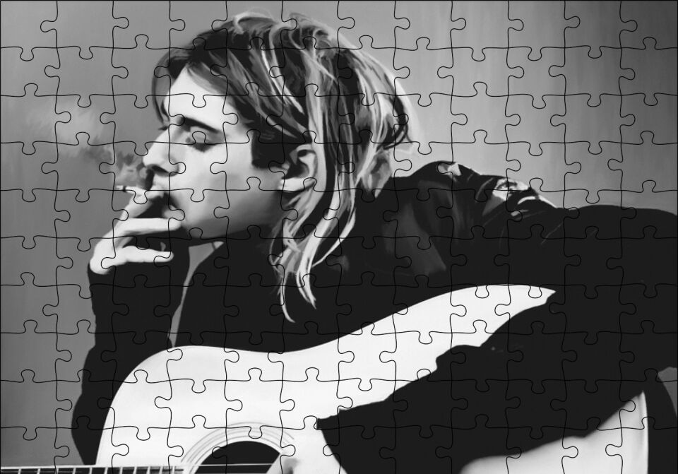Kurt Cobain Gitar Puzzle Yapboz MDF Ahşap