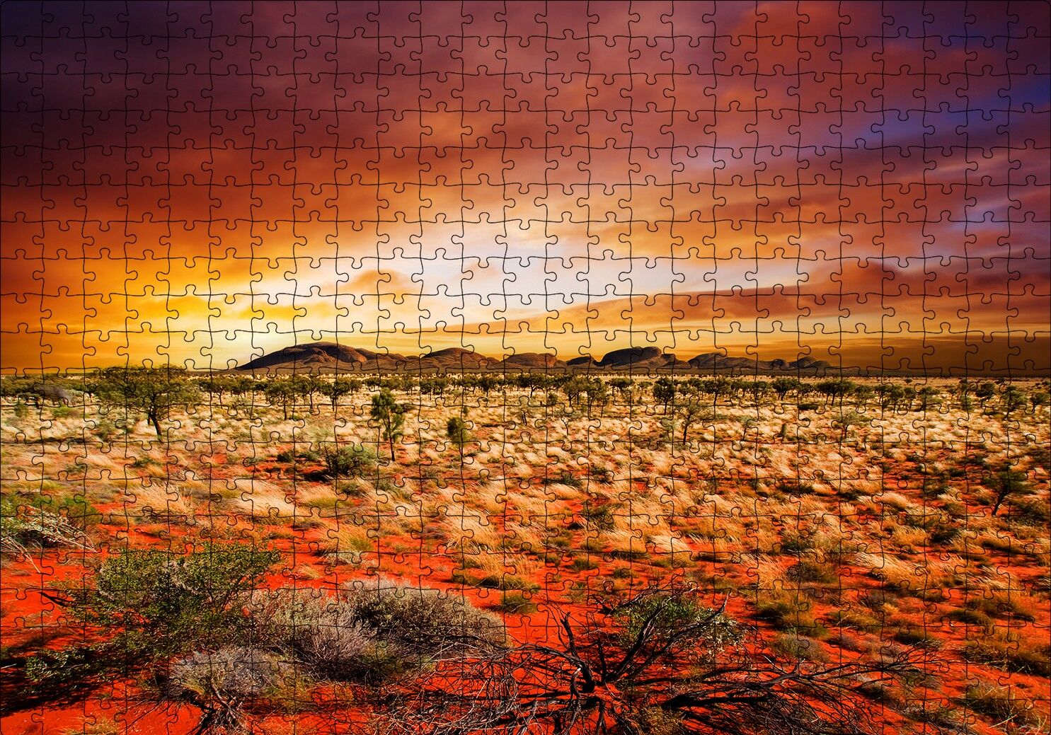 Orta Avustralya Çölde Günbatımı Puzzle Yapboz MDF Ahşap 500 Parça 49 cm X 68 cm