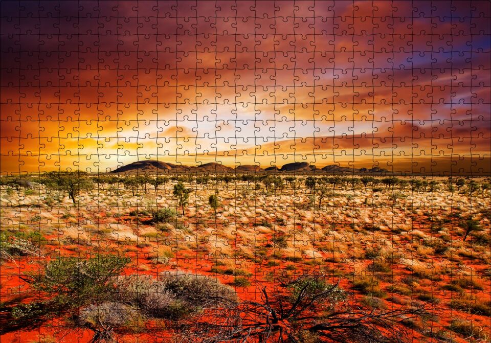 Orta Avustralya Çölde Günbatımı Puzzle Yapboz MDF Ahşap 500 Parça 49 cm X 68 cm