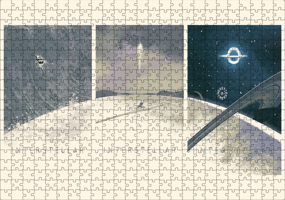 Retro Film Afişi Yıldızlararası Görseli Puzzle Yapboz MDF Ahşap 500 Parça 49 cm X 68 cm