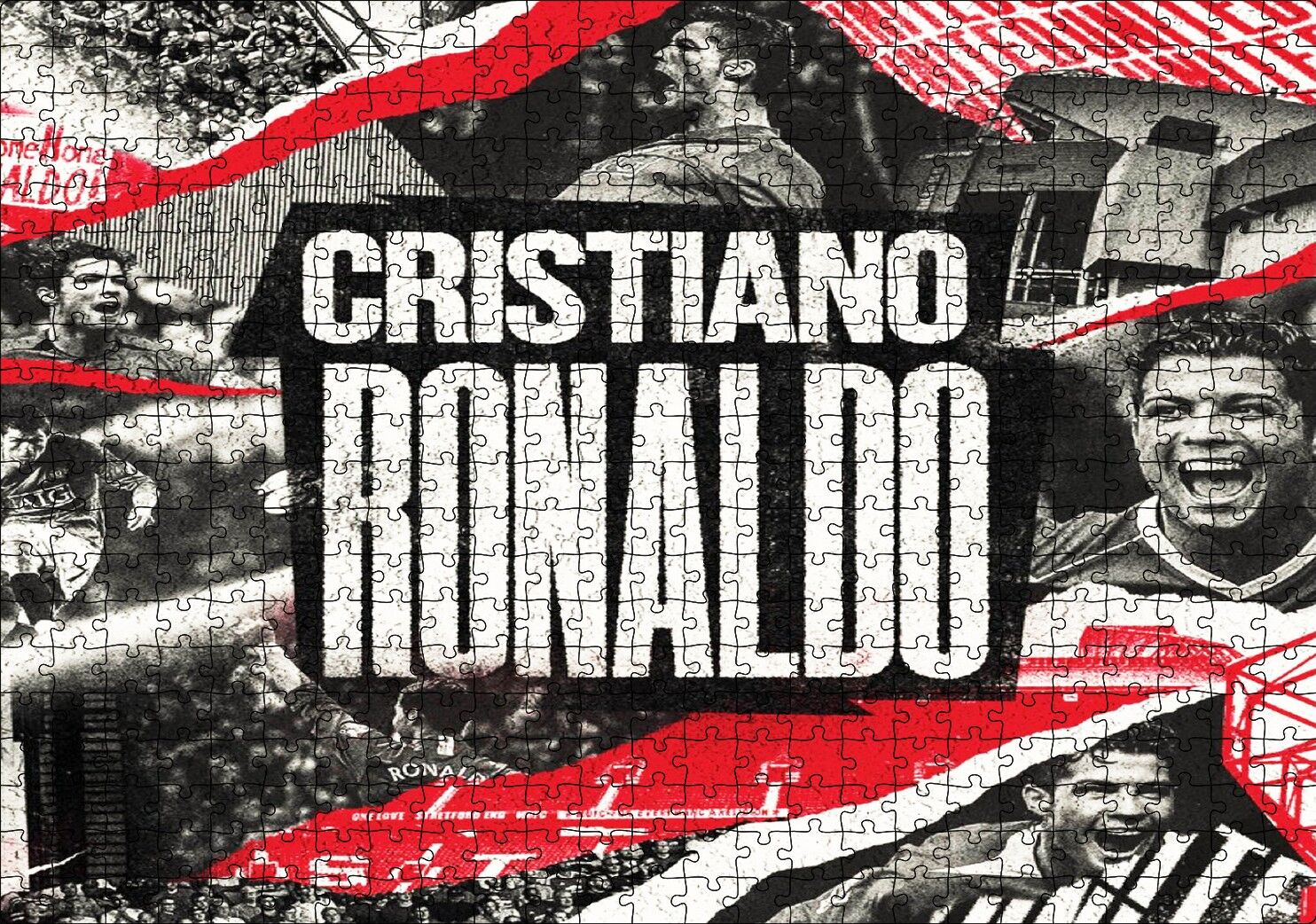 Cristiano Ronaldo Büyük Yazı ve Kompozisyon Puzzle Yapboz MDF Ahşap 500 Parça 49 cm X 68 cm