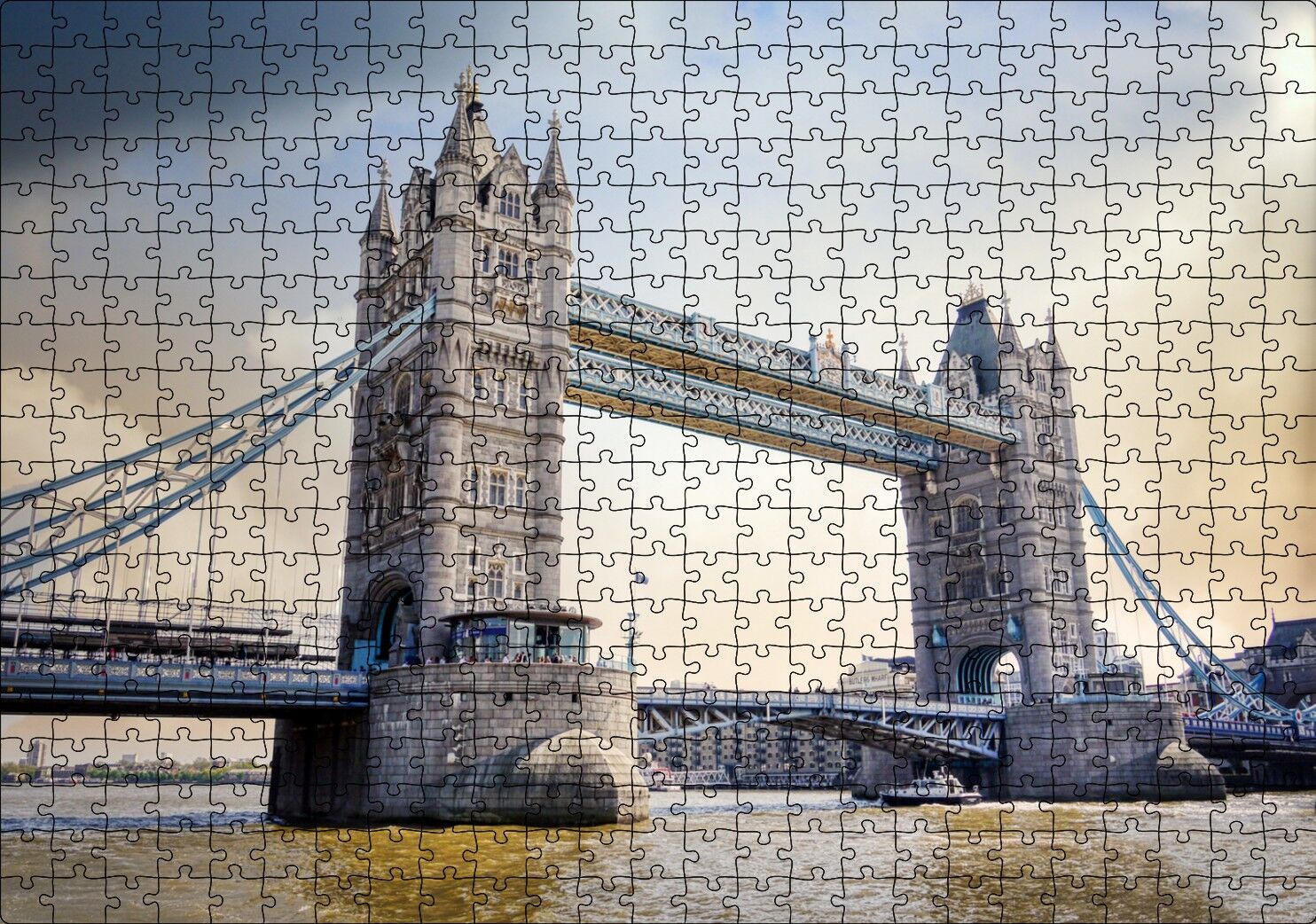 Londra Tower Bridge Köprüsü Puzzle Yapboz MDF Ahşap 500 Parça 49 cm X 68 cm