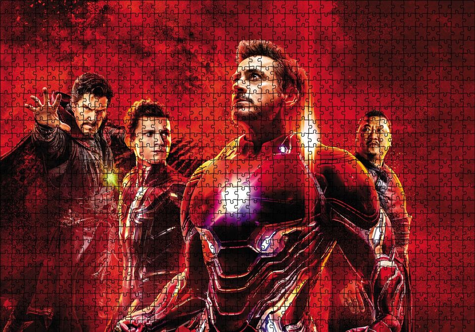 Avengers Dr.Strange Spider Man ve Iron Man Puzzle Yapboz MDF Ahşap 1000 Parça 49 cm X 68 cm